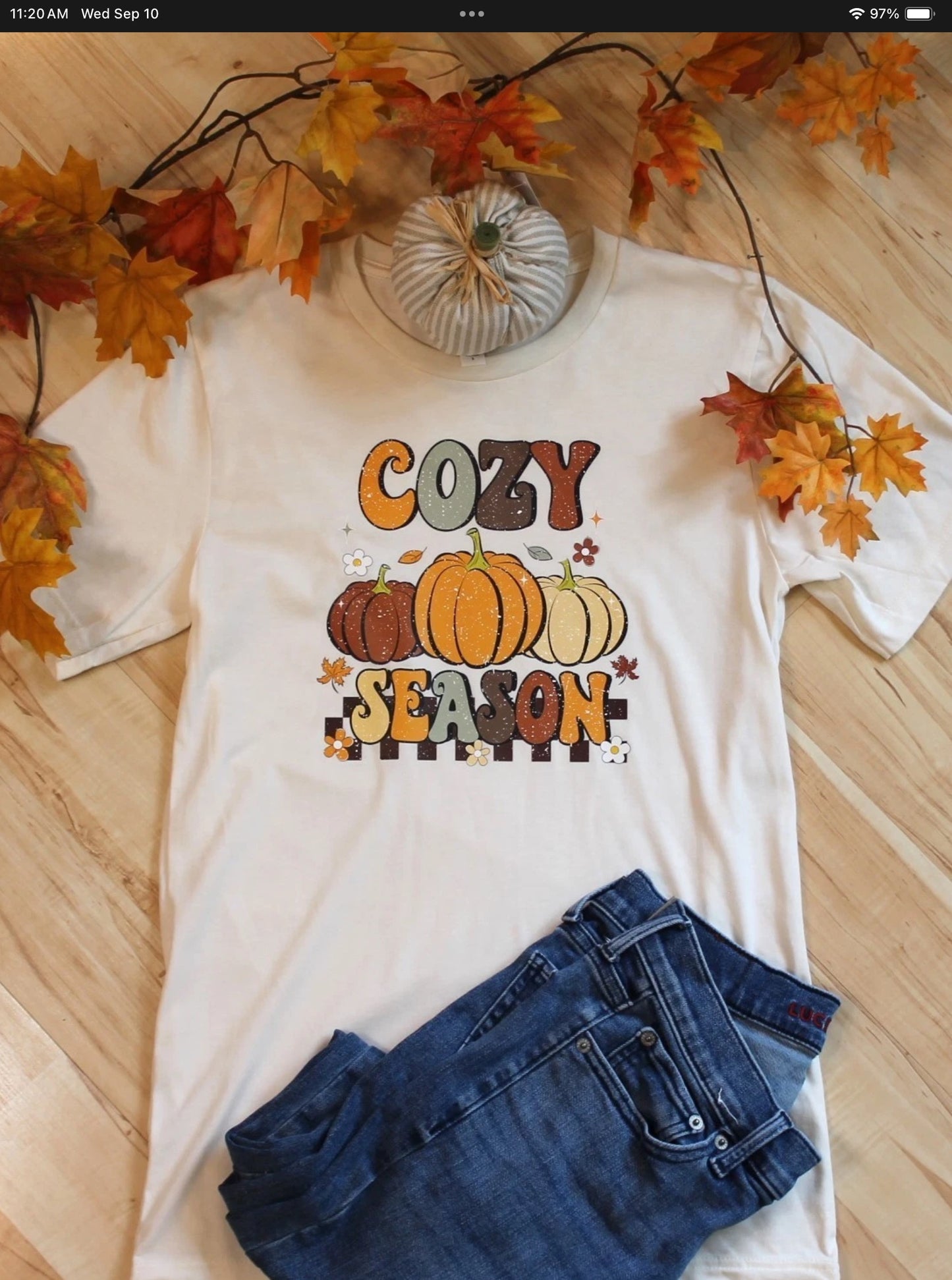 Autumn Cozy Season Graphic Tee Size XL
