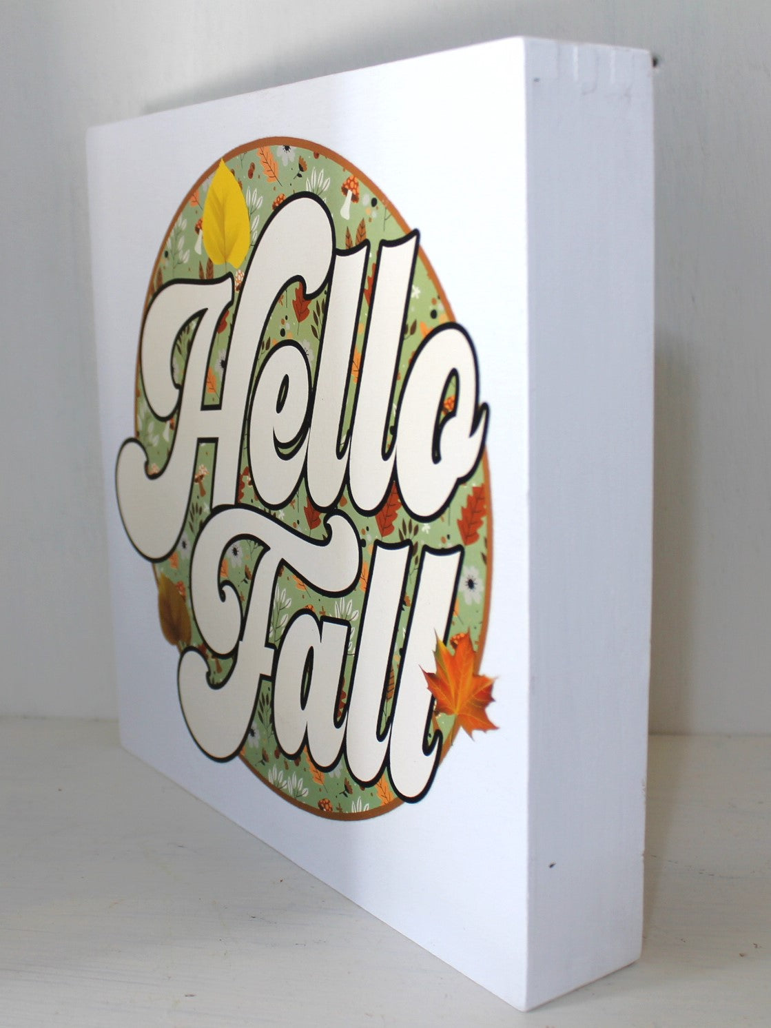 Hello Fall White Box Sign