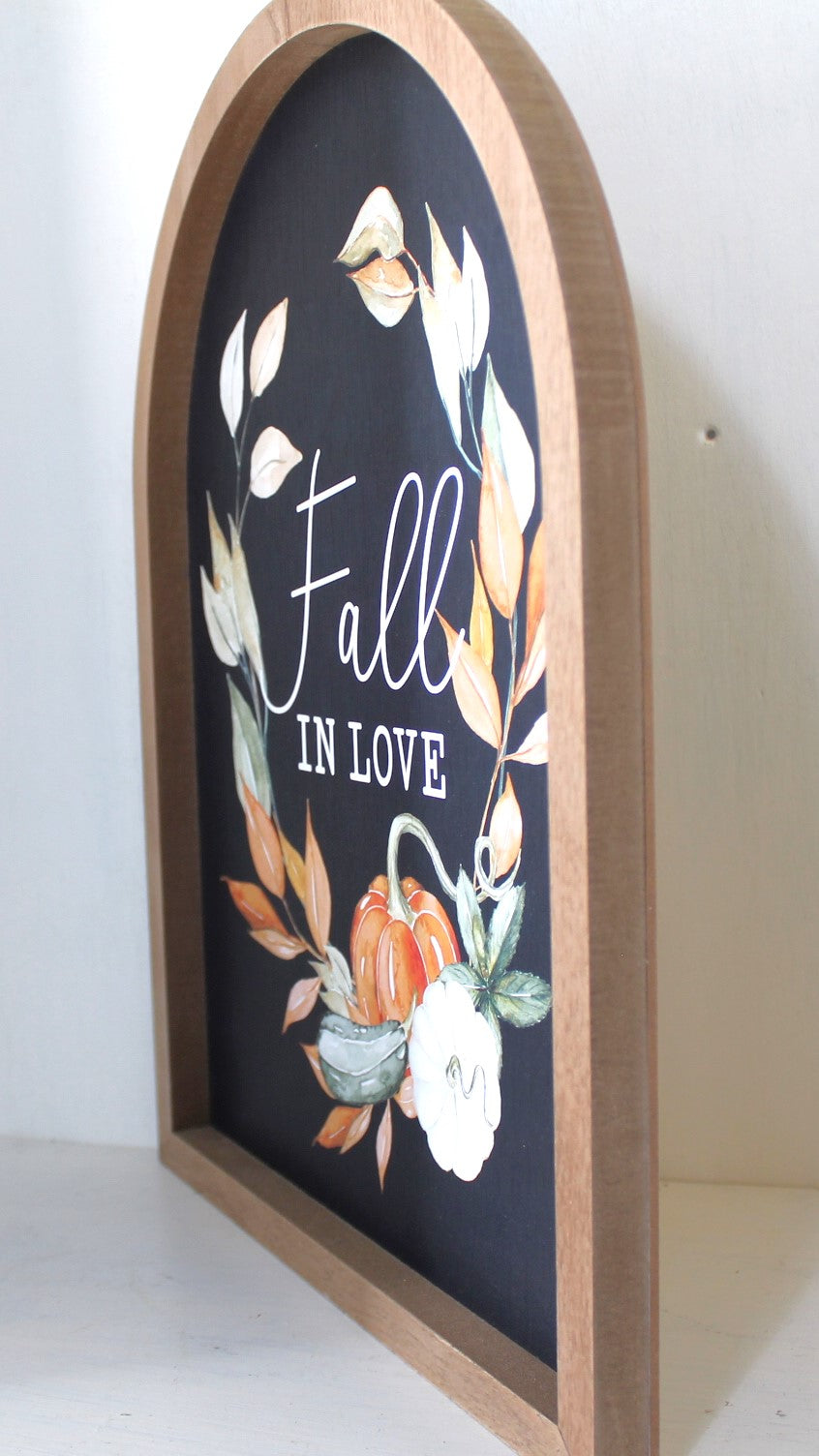 Domed Fall In Love Wood Sign
