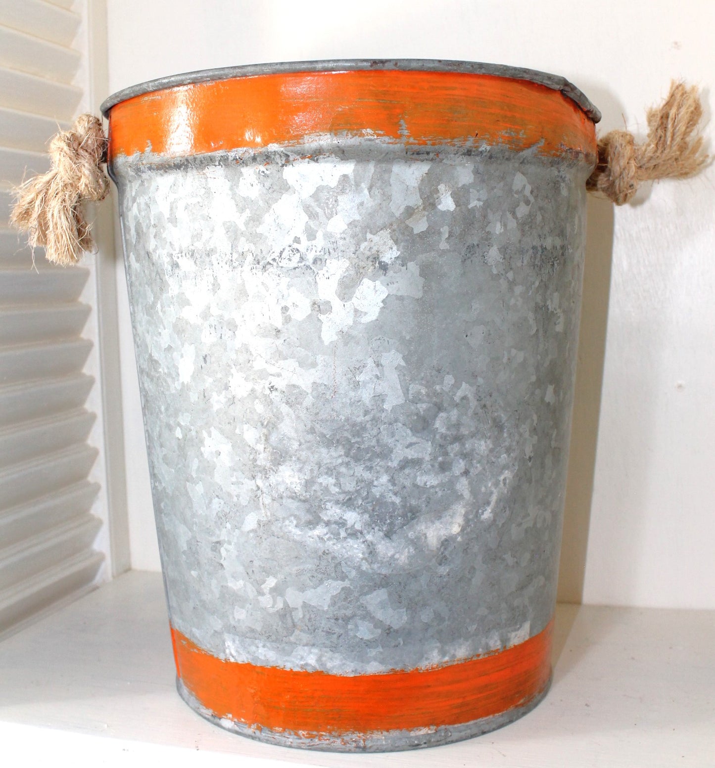 Laser Cut Leaves Galvanized Bucket