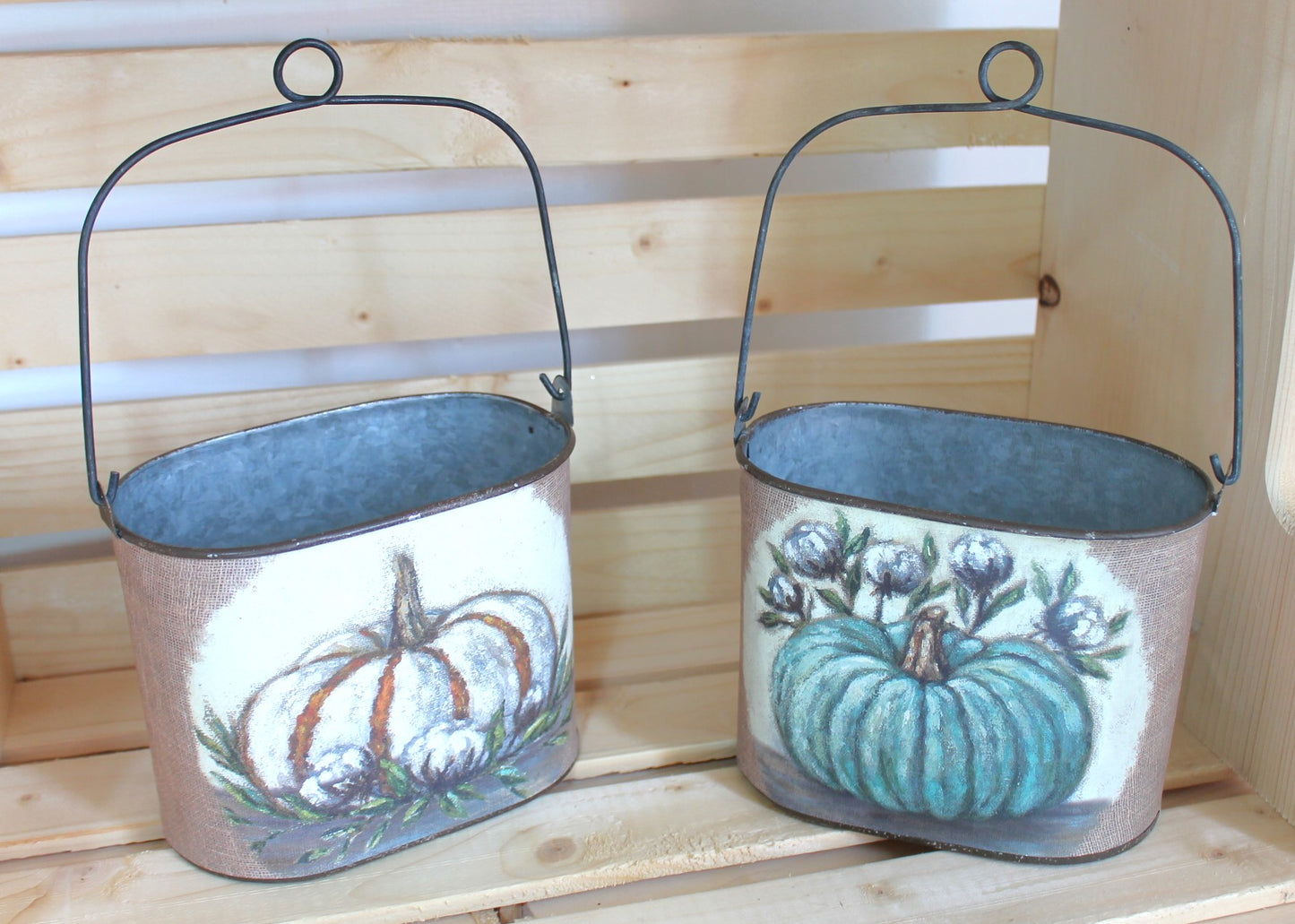 Double Sided Metal Pumpkin Tins Set
