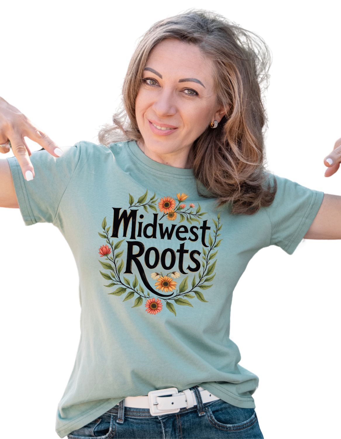 Cottagecore Midwest Roots Women's Tee, Graphic T-shirt, Colorful Floral, Gift, Weekend Top, Autumn