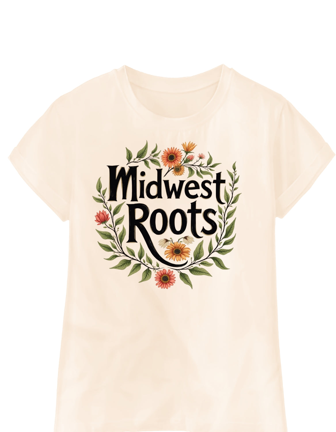 Cottagecore Midwest Roots Women's Tee, Graphic T-shirt, Colorful Floral, Gift, Weekend Top, Autumn