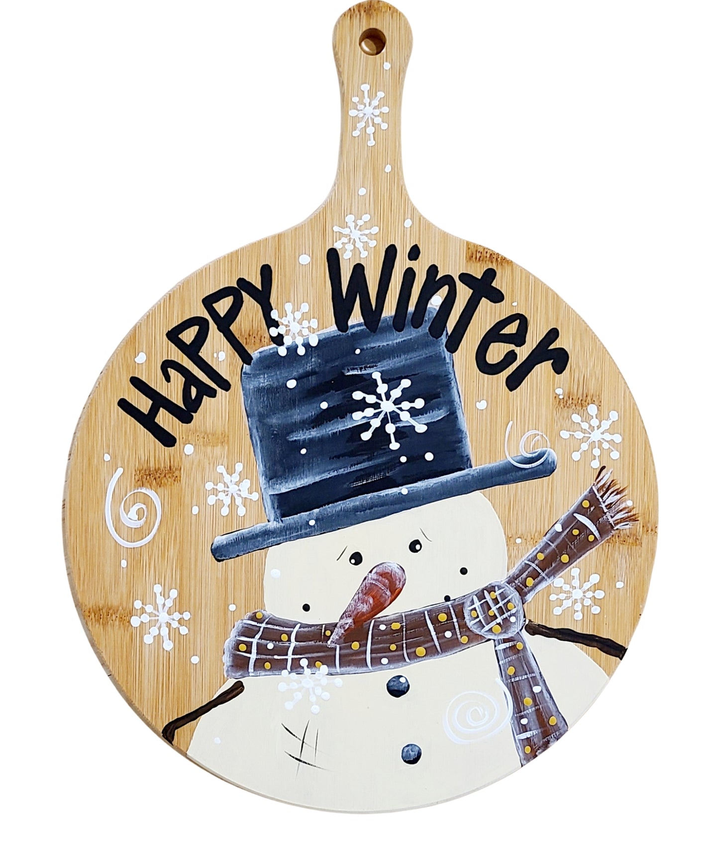 Happy Winter Hand-painted Wood Wall Decor