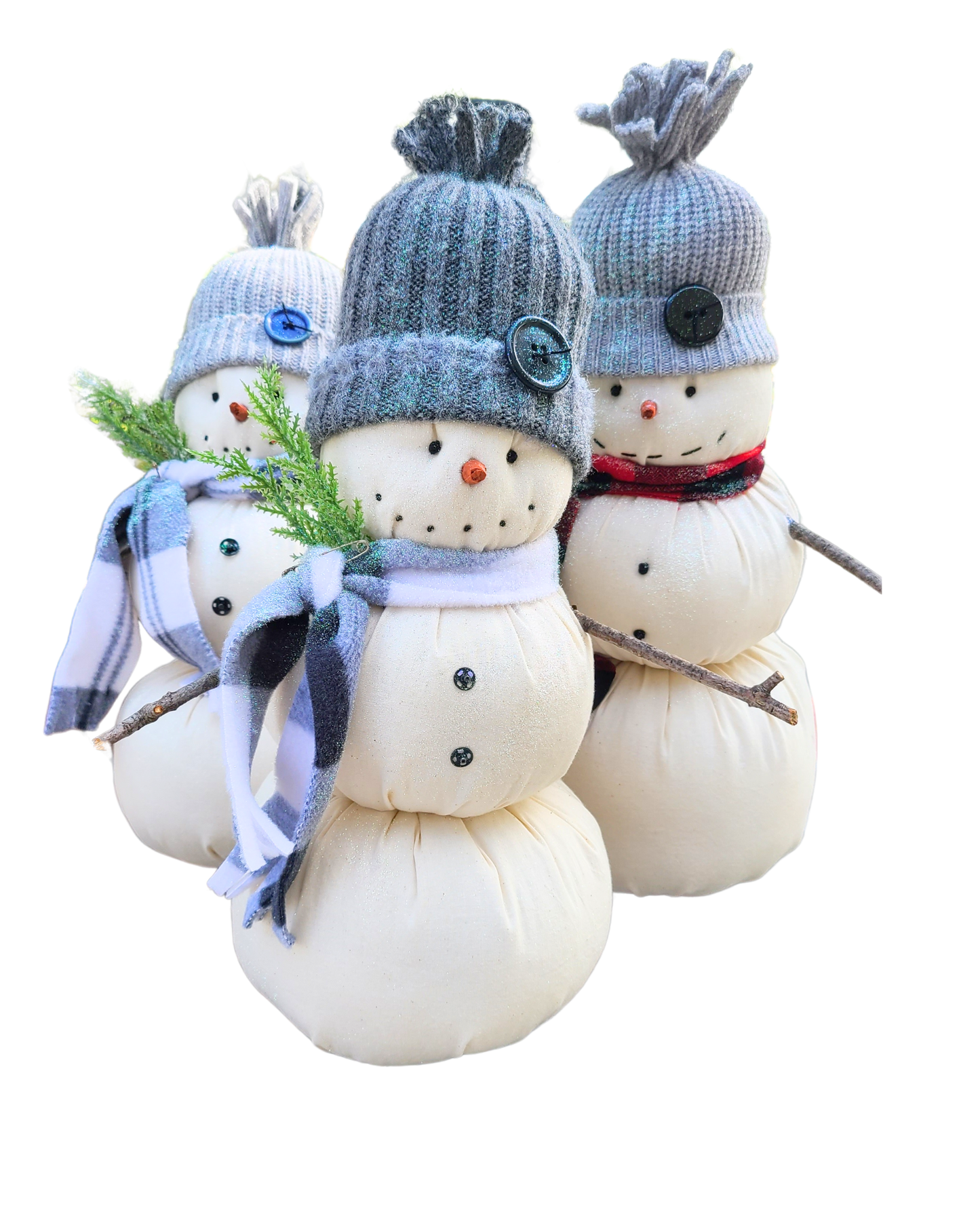 Frosty Fabric Handmade Glittered Snowman
