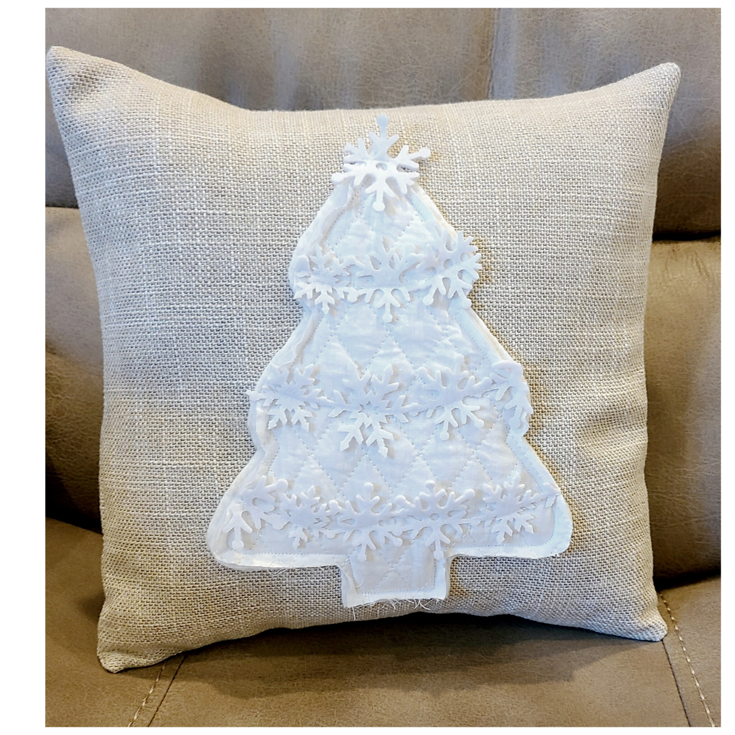 White Snowflake Tree 14x14 Pillow Cover