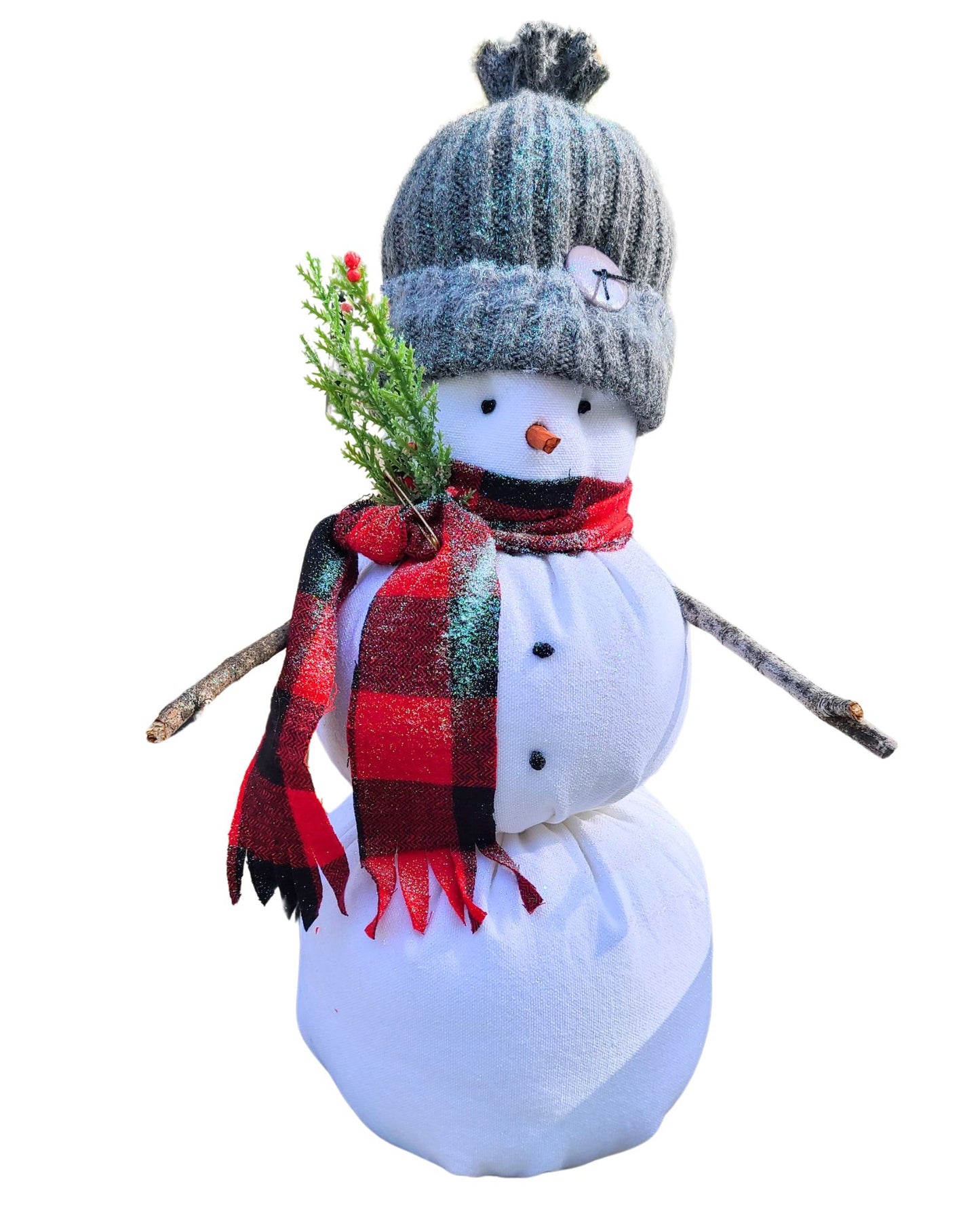 Frosty Fabric Handmade Glittered Snowman