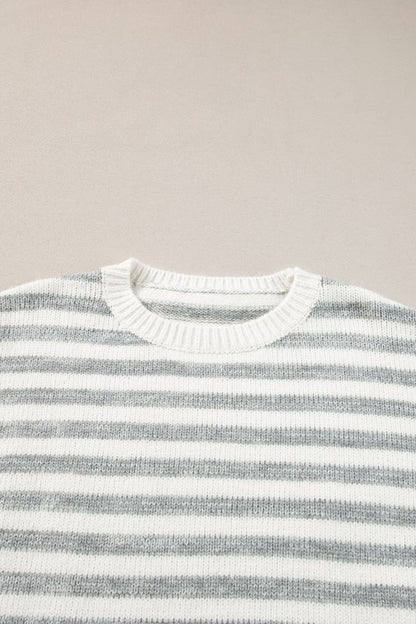 Stripe Drop Shoulder Crew Neck Sweater