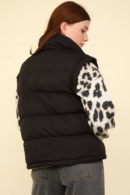 NJ90280-High Neck Casual Comfy Puffer Vest