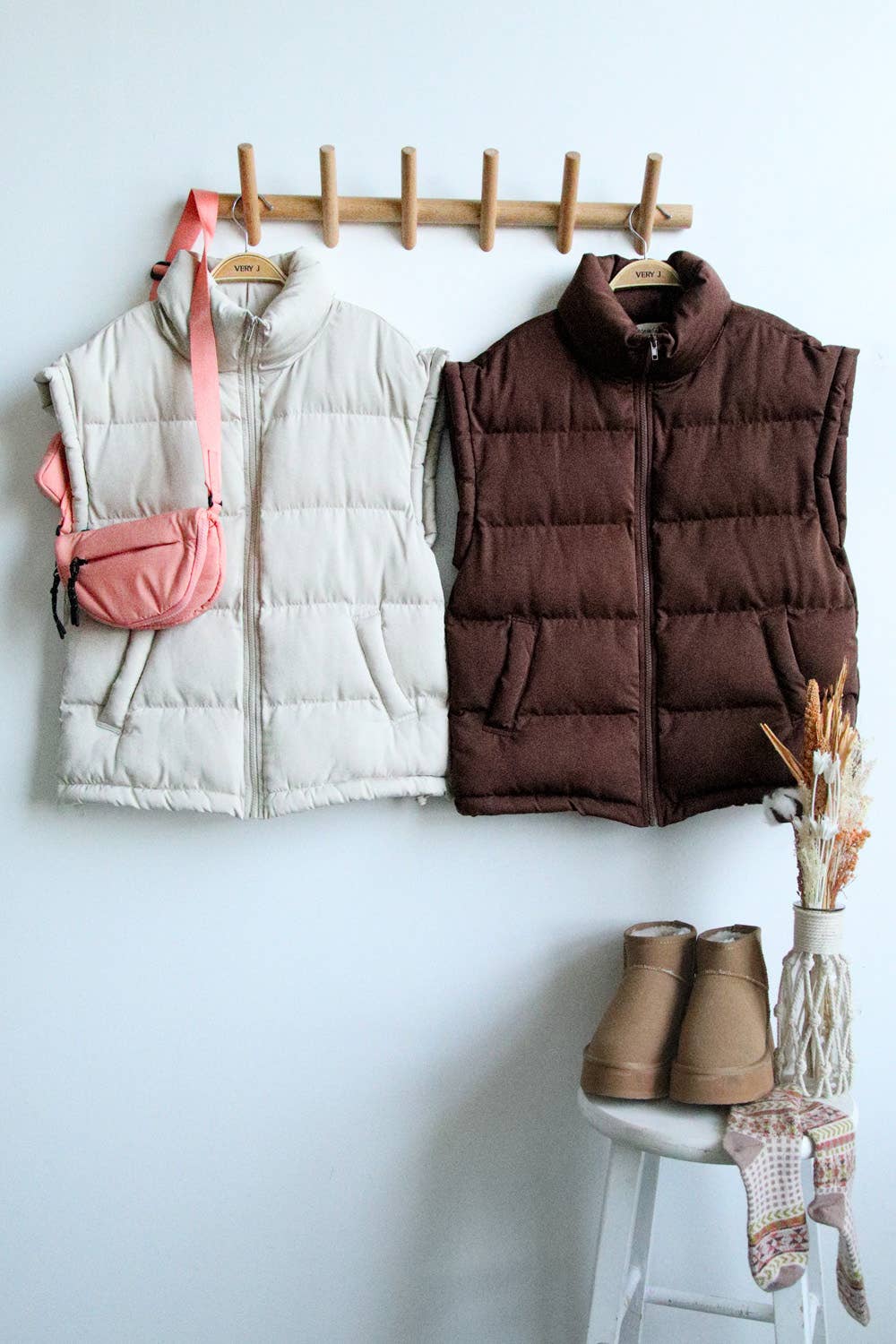 NJ90280-High Neck Casual Comfy Puffer Vest