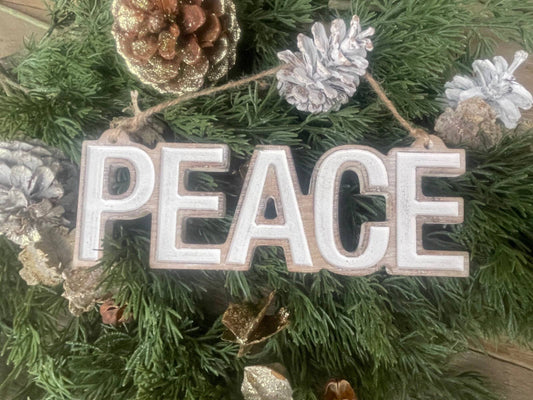 Peace Carved Christmas Ornie