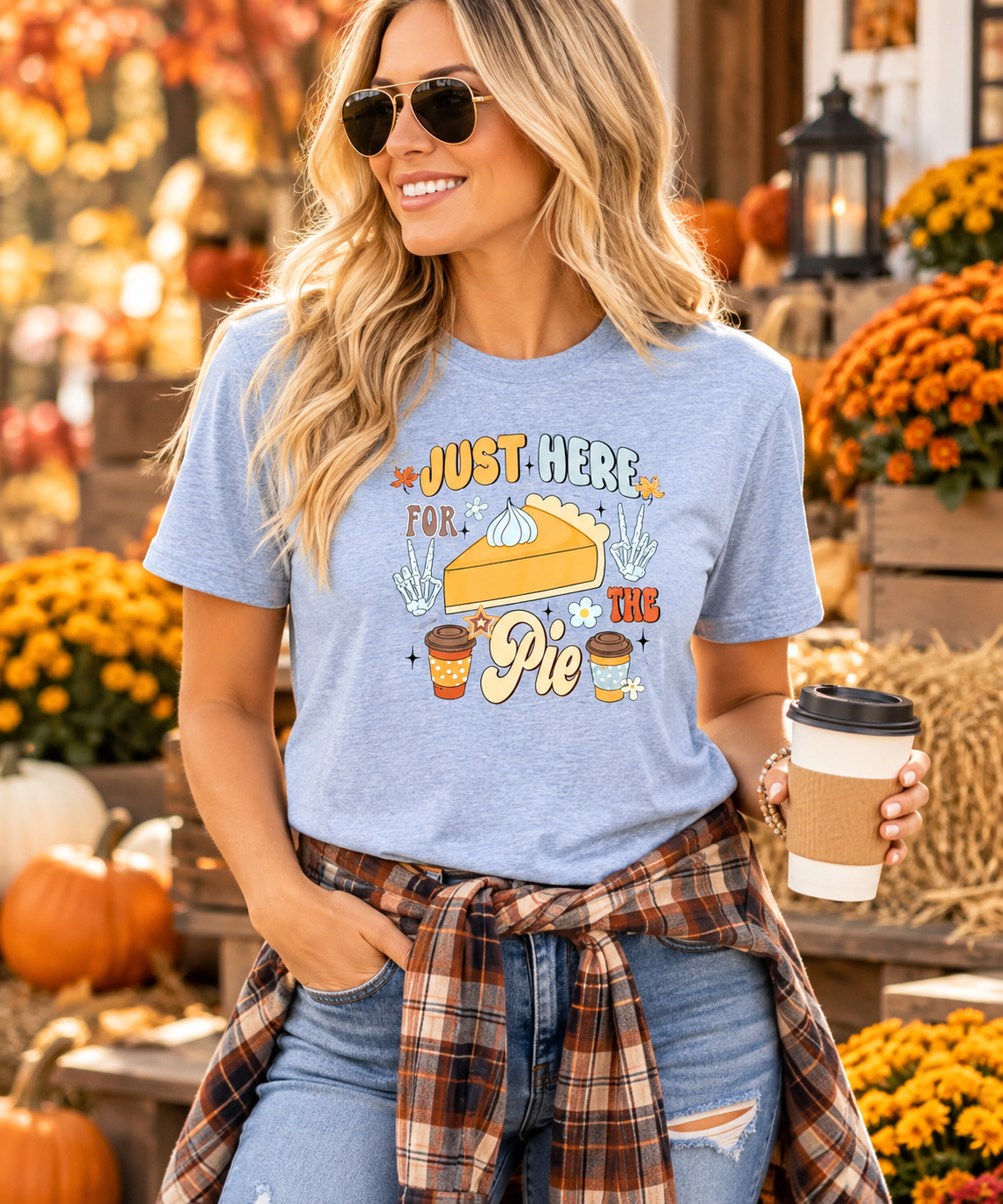 Here For The Pie Colorful Graphic T-shirt SALE