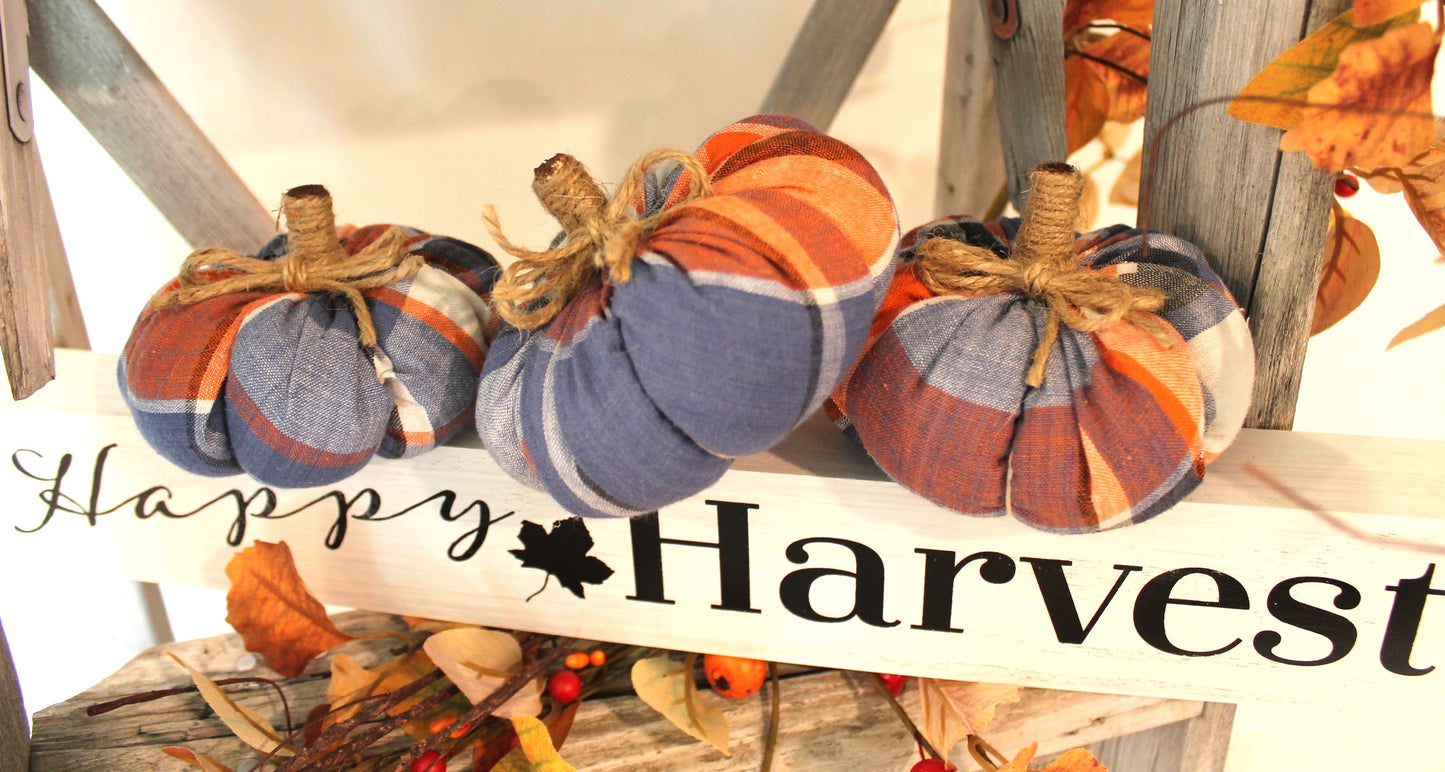 Handmade Fabric Pumpkins (Set of 3)