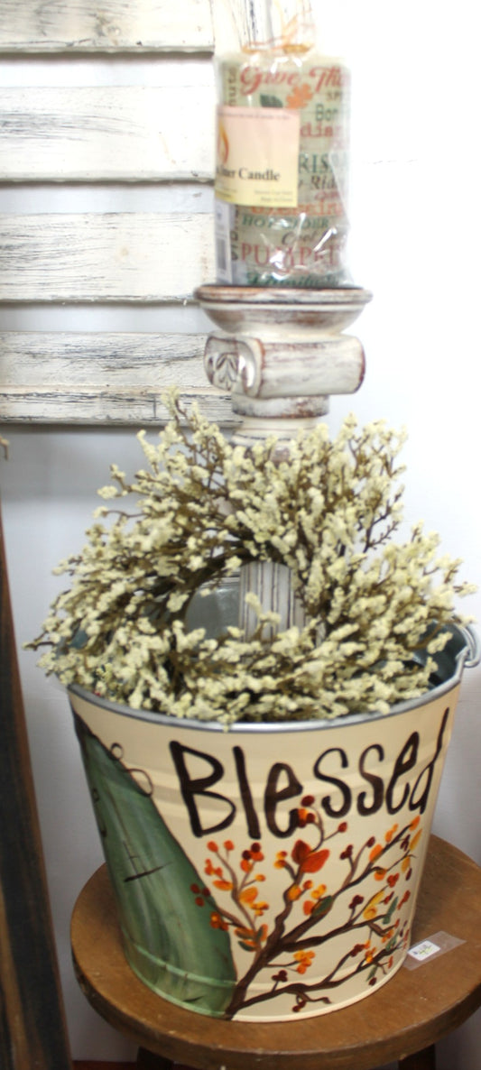 Fall Gifts Arrangement Candle Wreath Pedestal Pail Home Decor
