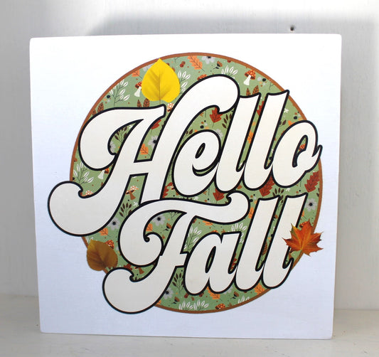 Hello Fall White Box Sign