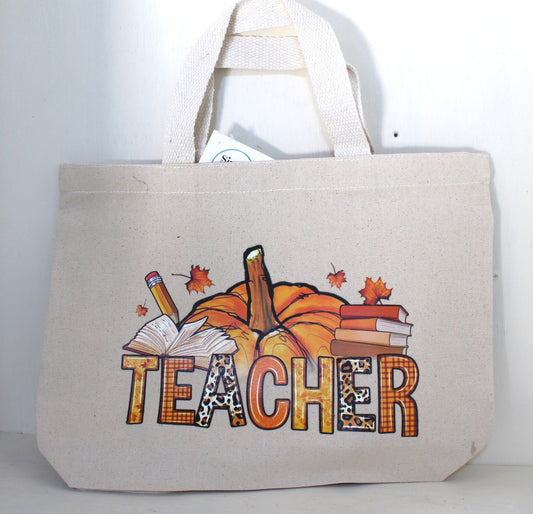 TEACHER Canvas Bag w/Pockets