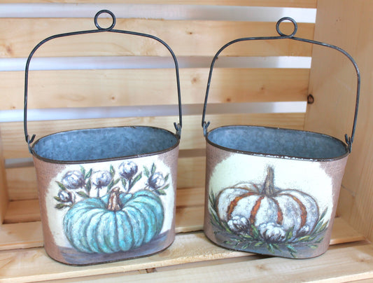 Double Sided Metal Pumpkin Tins Set