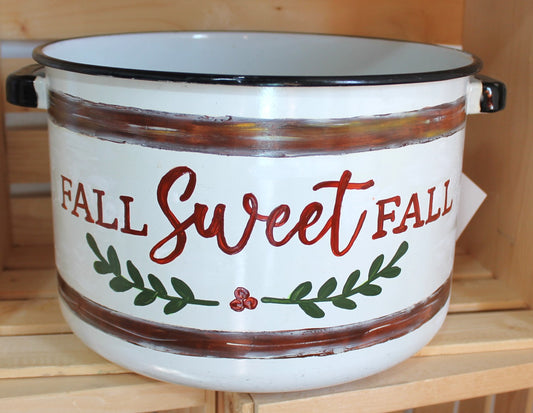 Fall Sweet Fall Enamelware Painted Cookpot