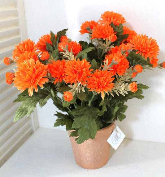 Orange Artificial Potted Mum