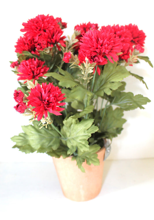Red Artificial Potted Mum