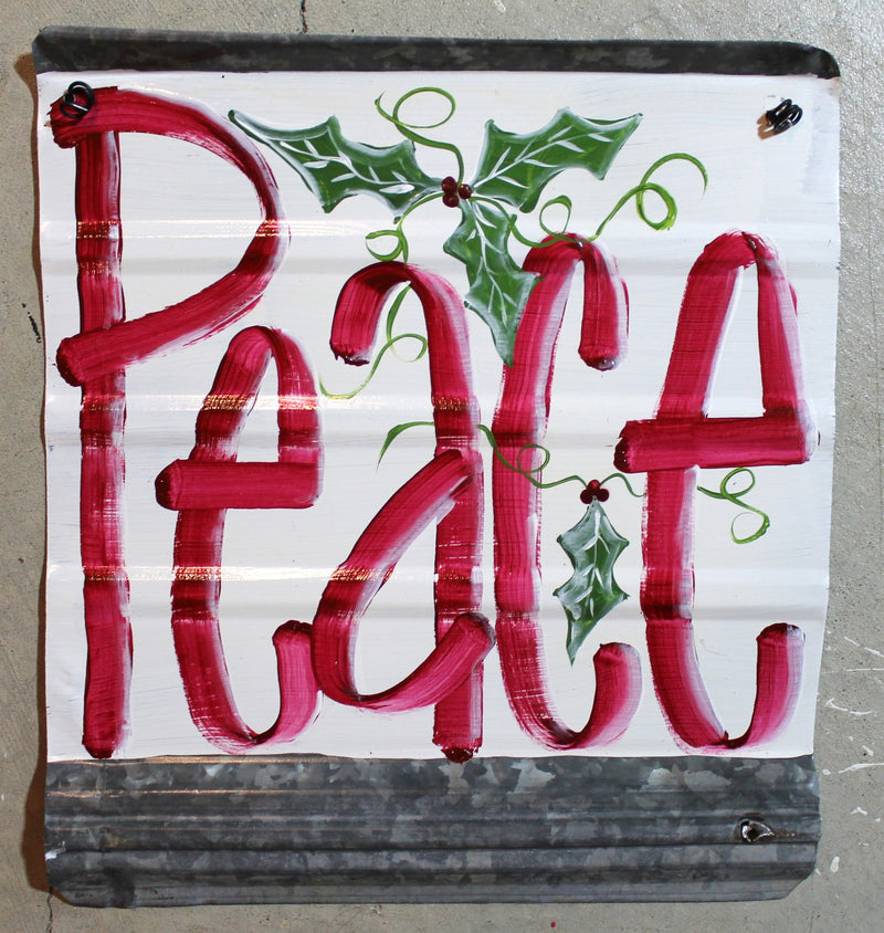 Peace Hand-Painted 12" Tin Sign