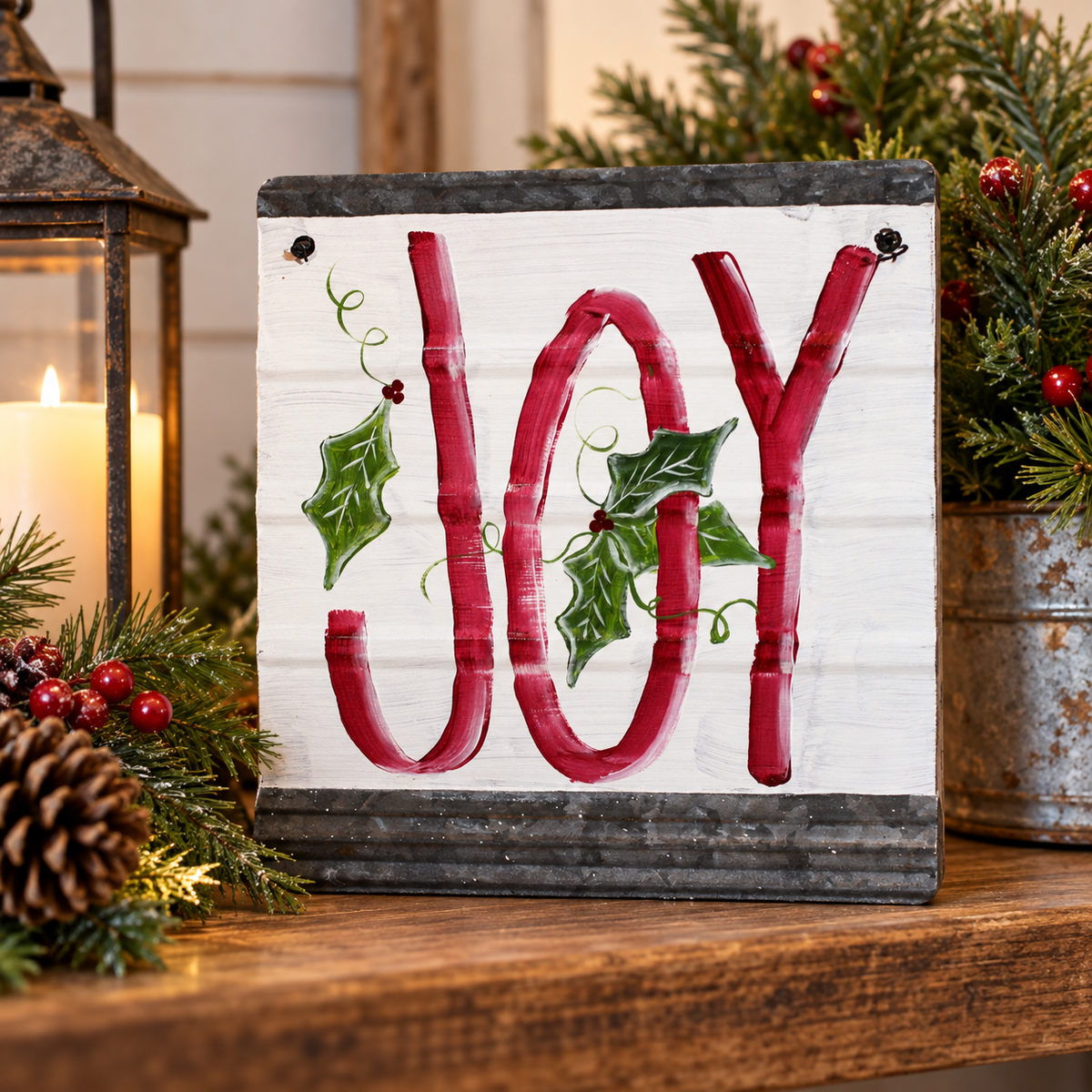 JOY Hand-Painted 12" Tin Sign