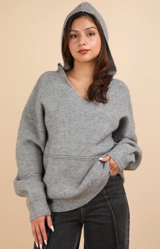 Grey Sweater Hoodie Bella