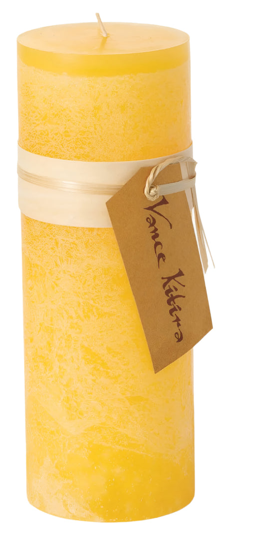 Yellow Timber Pillar Candle Farmhouse Style