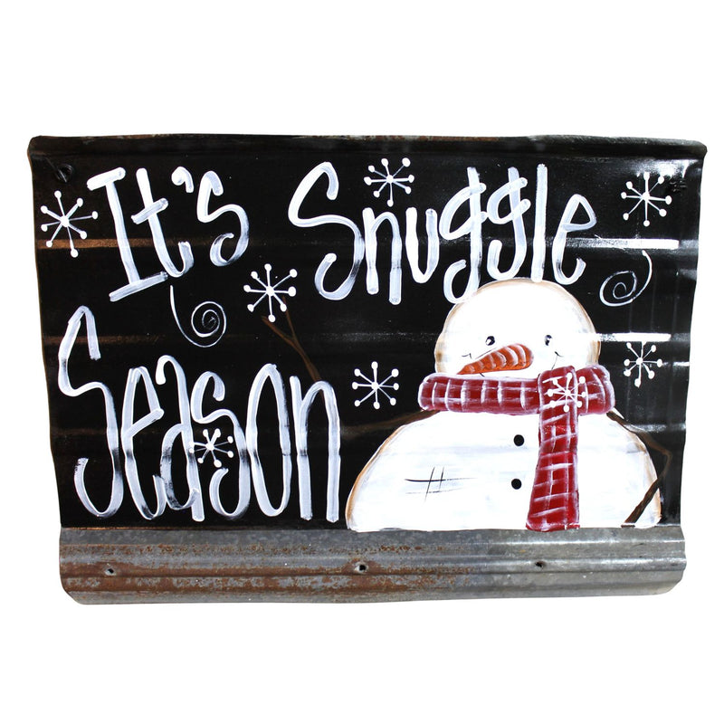 Hand-Painted Snuggle Snowman Tin Sign