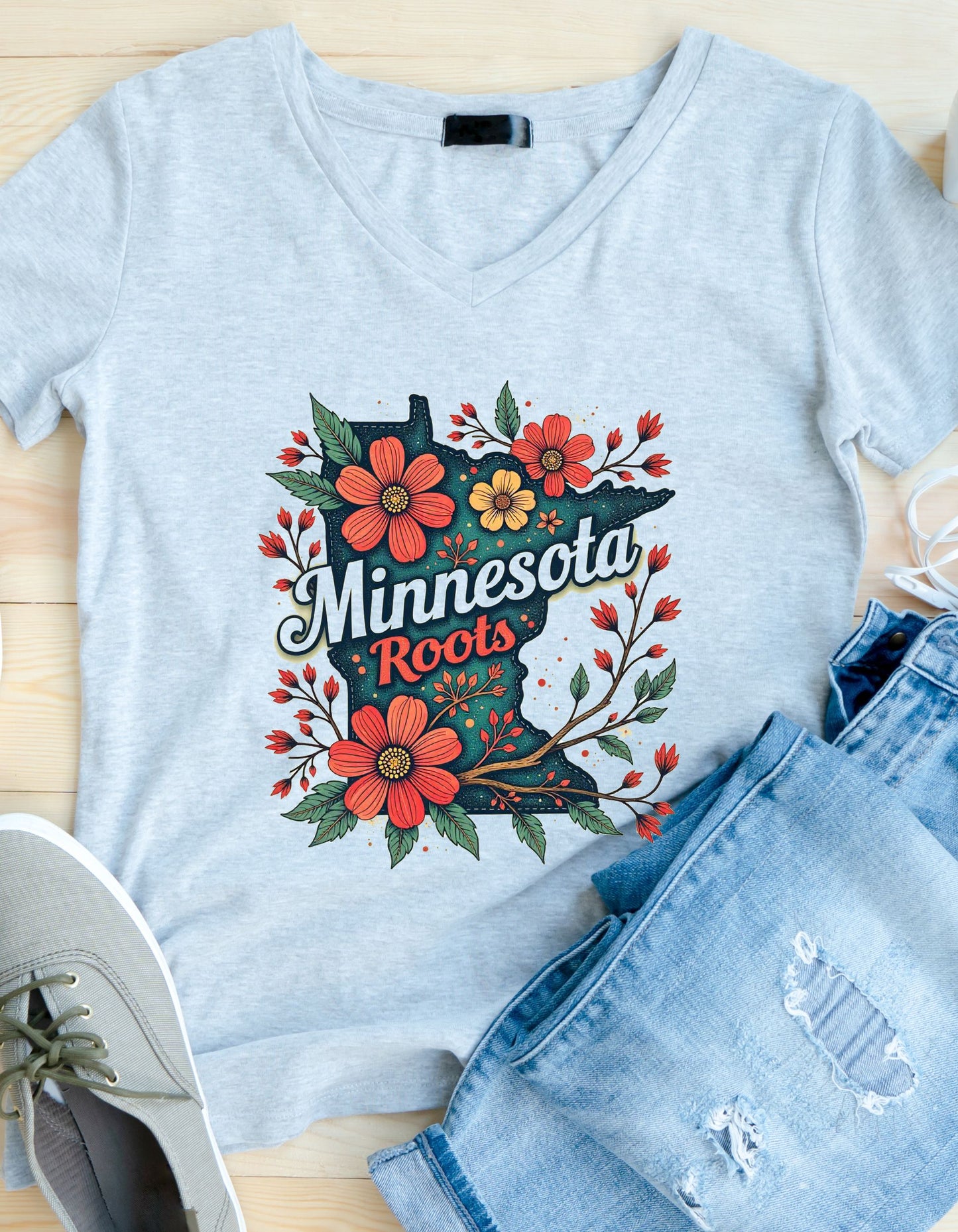 Minnesota Roots Graphic Vintage Tee Women's Gift Rustic Bold T-shirt