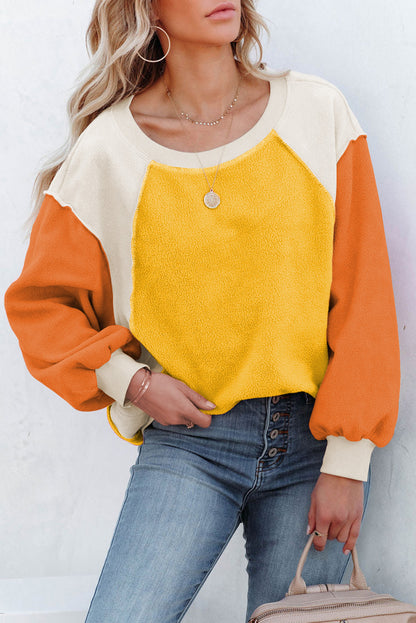 Color Block Round Neck Long Sleeve Top