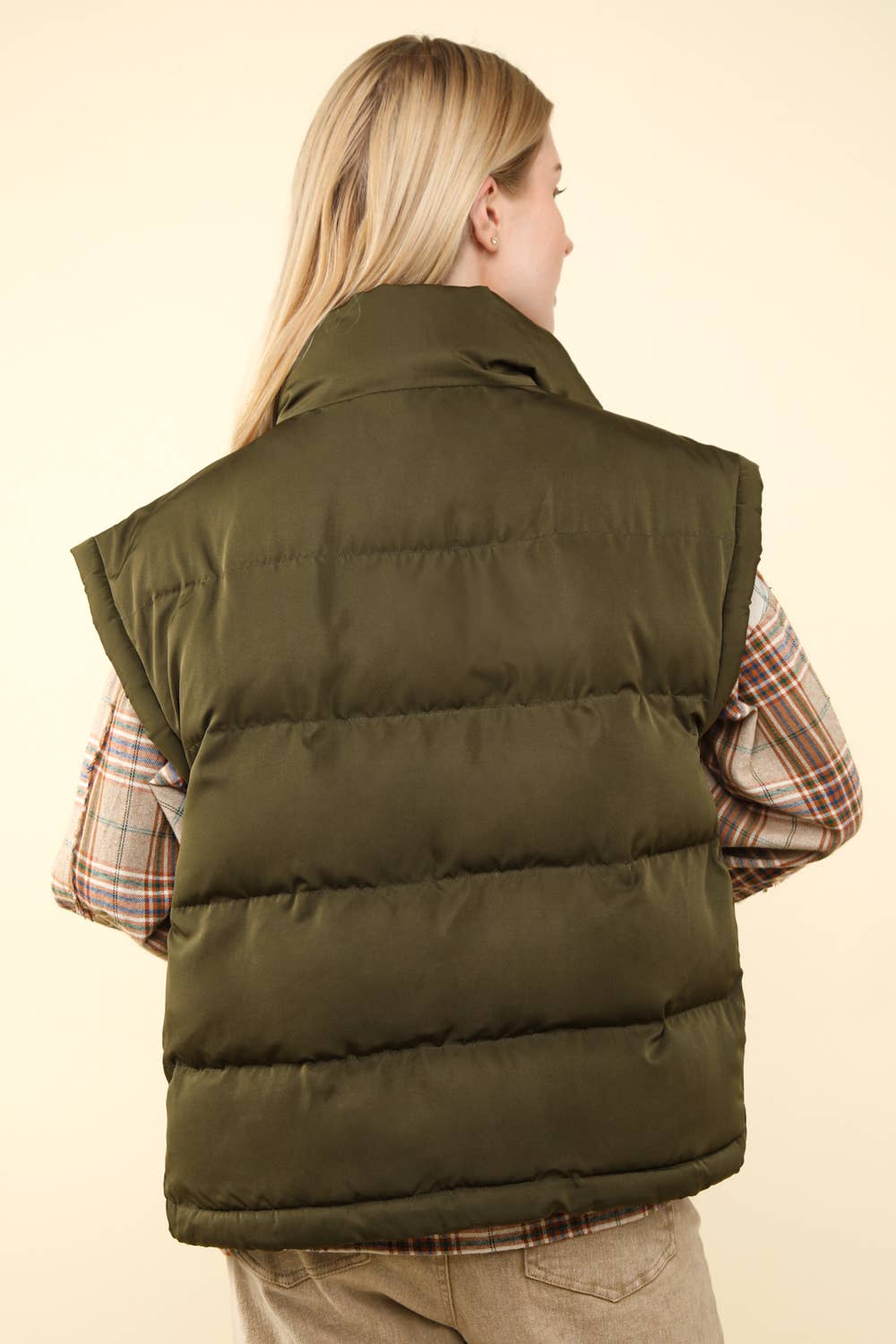 NJ90280-High Neck Casual Comfy Puffer Vest