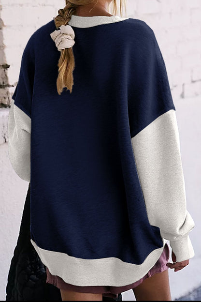 Contrast Round Neck Long Sleeve Sweatshirt