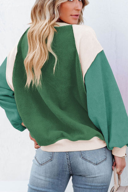 Color Block Round Neck Long Sleeve Top