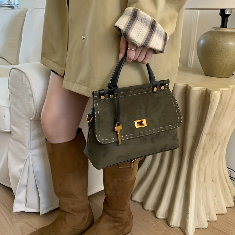Luxury PU Suede Vintage Flap Crossbody Bag for Women