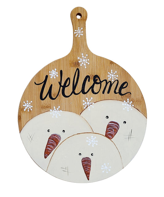 Welcome Snowmen Friends Hand-painted Wood Wall Decor