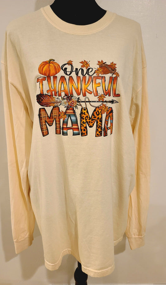 Cream One Thankful Mama Long Sleeve Tee