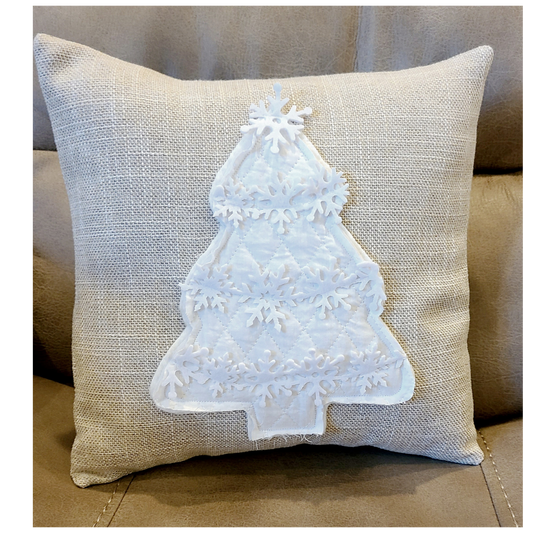 White Snowflake Tree 14x14 Pillow Cover